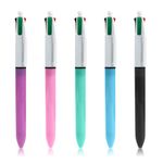 4 Colour Pens All-In-One Multicolour Pen 5 Pcs Press Plastic Coloured Multi Ballpoint Pen Writing Ball Point for Office Study Multipack 4 in One Pack of Pens Stationery Supplies Set