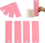 INKULTURE Plastic Tall Cake Scraper Cutter Tool for Icing and Decoration | Size 8.98 inch X 2.9 inch | Pink | 04 Pcs