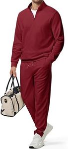 JMIERR Men Casual 2 Piece Outfit Zip Twill Sweatshirt Jogger Set Big Tall Size Jogging Suit Tracksuit Workout Running, 3XL, Red