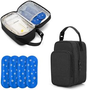 BAFASO Borsa Termica per Latte Materno con 4 Impacchi di Ghiaccio, Borsa Isotermica per Biberon adatto a 6 Sacchetti Latte Materno, Nero