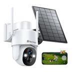 Solar Camera Outdoor Wireless, 2K Security Camera Wireless Outdoor, Battery Powered Cam with Spotlight, 2-Way Talk, PIR Motion Detection, Color Night Vision, 360° PTZ, Siren, Works with Alexa