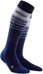 CEP - SKI THERMO MERINO COMPRESSION SOCKS for women | Merino ski socks with a NORDIC DESIGN look, Blue/Grey, S