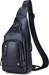 Leather Sling Bag Men Chest Shoulde