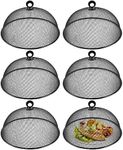 6 Pcs Metal Mesh Food Cover 11 Inch Mesh Food Tents Fly Fruit Screen Food Net Dome Screen Plate Covers for Dinner Plates Reusable Picnic Food Umbrella for Table, BBQ, Camping, Outside Parties