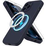 DEENAKIN for iPhone 11 Pro Max Case Silicone with Screen Protector - [Compatible with MagSafe] - Camera Cover - Slim Fit Protective Magnetic Phone Case 6.5" for Women Girls - Dark Blue