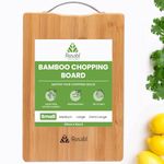 Rusabl Bamboo Wooden Chopping Board with Metal Handle, Multipurpose Cutting Board for Vegetables, Fruits & Cheese, for Kitchen Use, BPA Free, Eco-Friendly, Anti-Microbial (S, 30 x 20 cms)