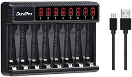 DuraPro Rapid Smart LCD 8-Slots USB AA AAA Battery Charger for AA AAA Ni-MH Ni-CD Rechargeable Batteries