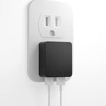 Nekmit Dual Port Ultra Thin Flat USB Wall Charger with Smart IC, Black