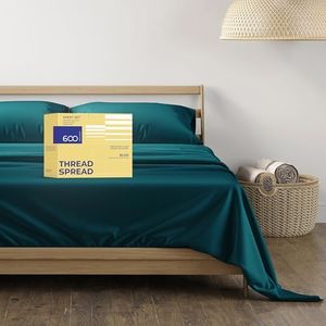 Thread Spread Hotel Collection 600 Thread Count Egyptian Cotton Sateen Queen 4 Piece Sheet Set Teal