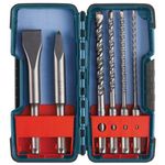 Bosch HCST006 6-Piece S4L SDS-Plus Masonry Trade Rotary Hammer Drill Bit Set, Chisels and Carbide