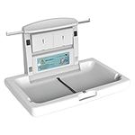 PLUSSEN Baby Changing Station, Commercial Wall Mounted Fold Down Baby Changing Table with Adjustable Safety Strap, Storage Box,Horizontal-X1002