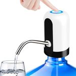 KUFUNG Portable Water Bottle Pump, 5 Gallon Universal Bottle Electric Water Dispenser with Switch and USB Charging, for Camping, Kitchen, Workshop, Garage(White, 1 Pack) (White)