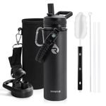 RAYMYLO Insulated Water Bottle 20 oz, Triple Wall Vacuum Stainless Steel (Cold for 48 Hrs), Leak Proof & Non-BPA, Kids Water Bottle Jug for School with Straw Spout Lids, Magic Black