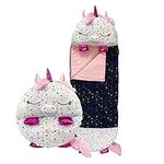 Happy Nappers Kids Sleeping Bag - Shimmer Unicorn - Plush Toy, Comfy Sleeping Bag & Fluffy Pillow All in One - Lovely Birthday Gift - Great for Playtime, Naptime, Sleepovers & Travelling - Ages 7+