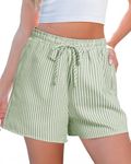 luvamia Shorts with Pockets for Women Drawstring Cute Shorts Woman Green Shorts Women Cute Shorts Tropical Vacation Outfits Women Flowy Shorts Size Small Size 4 6