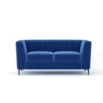 Aykah Enigma Loveseat, Modern Upholstered Comfortable Loveseat with Channel Tufting, Armrest, Metal Legs, Perfect for Living Room Furniture or Bedroom (Velvet, Blue)