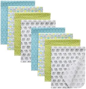 Gina Era Cotton Flannel Receiving Blankets Baby 8 Pcs, Baby Swaddle Blankets, Baby Flannel Blanket 30 X 30 Inch for Boy Girl (Style-12)