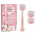 Gillette Venus ComfortGlide Spa Breeze 2-in-1 Razor for Women + 3 Refill Blades, Shaving Gel Bars Starter Kit (Packaging May Vary)