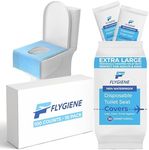 Flygiene Disposable Toilet Seat Covers for Travel – Waterproof, Tear-Resistant XL Toilet Liners with 2 Layers of Protection – Individually Wrapped Travel Size Toiletries - 100 Count (10 Packs of 10)