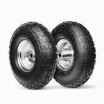 10-Inch Replacement Tire and Wheel 4.10/3.50-4" - 10” Utility Tires for Cart, Dolly, Hand Truck, Generator, Lawnmower, Garden Wagon with 5/8” Axle Bore Hole - Double Sealed Bearings (2 pack)