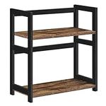 SONGMICS Spice Rack OFS046B01, 2 Tier Storage Rack, Desktop Organiser, Bamboo Frame, for Kitchens, Dining Rooms, Offices, Rustic Brown and Black