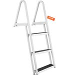 VEVOR Dock Ladder, Removable 3 Steps, 350 lbs Load Capacity, Aluminum Alloy Pontoon Boat Ladder with 4'' Wide Step & Nonslip Rubber Mat, Easy to Install for Ship/Lake/Pool/Marine Boarding