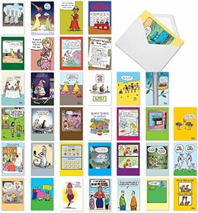 NobleWorks - 36 Assorted Funny Birthday Cards Bulk Box Set with Envelopes (36 Designs, 1 Each) Mixed Humor Greeting Card Variety Pack for Men and Women - Cartoon Party AC9374BDG-B1x36