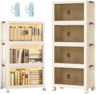 21Gal Collapsible Storage Bins with Lids 4 Packs Stackable Storage Box with Wheel Large Capacity Plastic Storage Bins for Closet Organizers and Storage Dorm Room Bedroom White Closet Storage