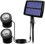 AVEKI Solar Pond Spotlights, 12 LED Solar Underwater Lights with Dual Head Waterproof Submarine Landscape Spotlight Security Lighting for Outdoor Patio Ganden Fountain Pond