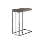 Monarch Specialties I 3253 Accent Table, C-Shaped, End, Side, Snack, Living Room, Bedroom, Metal, Laminate, Brown, Chrome, Contemporary, Modern