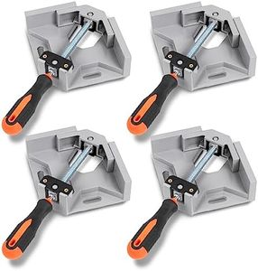 Corner Clamp 4pcs 90 Degree Right Angle Clamp with Adjustable Aluminum Alloy Swing Jaw, Single Handle Clamps for Woodworking, Photo Framing, Gifts for Men Dad - Silver Gray