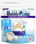 TruKid Bubble Podz Bubble Bath for Baby & Kids, Gentle Refreshing Bath Bomb for Sensitive Skin, pH Balance 7 for Eye Sensitivity, Natural Moisturizers and Ingredients, Yumberry (60 Podz)