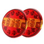 Yuanjoy 2 Pack Trailer Tail Lights, Trailer Lights, 12-24V Waterproof Round Tail Light, Hamburger LED Trailer Tail Light for Trailers, Trucks, Caravans, Vans or Tractors