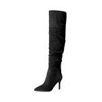 DREAM PAIRS Women's High Heels Over The Knee Boots Thigh High Pointed Toe Stiletto Long Fall Sexy Boots,Size 8.5,Black-Suede,SDOB2301W