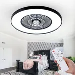 HUMHOLD 24" Bladeless Ceiling Fans with Lights and Remote/APP Control, Low Profile Ceiling Fan with 3-Dimmable Lights, Enclosed Flush Mount Ceiling Fan for Kid's Bedroom/Living Room