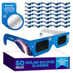 Solar Eclipse Glasses Approved 2024, CE and ISO Certified Solar Eclipse Observation Glasses (50 Pack - Blue Stars Design)