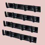 MOTIQO L- Shape 4 Pin Bathroom Cloth Hooks Hanger Wall Bedroom Bathroom Robe Hooks Rail for Hanging Keys,Clothes (Black- Set-4)