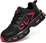 Steel Toe Shoes for Men Women, Wide Red Women Size 8.5 / Men 7