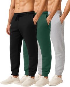 Real Essentials Big & Tall King Size Mens Joggers Sweatpants Fleece Pants Sweat Clothing Pockets Baggy Elastic Cuffed Workout Bottom Athletic Soft Warm Winter Gym Active, Set 3, 5X, Pack of 3