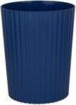 JiatuA Small Trash Can Round Wastebasket Plastic Garbage Container Bin for Bathroom, Kitchen, Bedroom, Home Office, College Dorm, Navy Blue, 1.8 Gallons