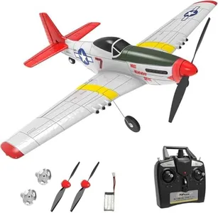 Top Race Remote Control Airplane, RC Plane 4 Channel Ready to Fly RC Planes for Adults, Advanced RC Foam Plane, Remote Control War Cessna P51 Mustang Upgraded with Propeller Saver (14 * 15 inch)