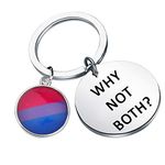 CENWA Bisexual Jewelry Bi Pride Keychain Bi Pride Jewelry Bisexual Gift Queer Pride Gifts Why Not Both Keychain, Steel Color, 3.0