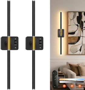 Battery Operated Wall Sconce Set of 2, Swappable Battery Wireless Wall Lights with HD Display and Remote, 3CCT Dimmable Rechargeable Wall Lamp 360°Rotate Picture Vanity Light for Bedroom Living Room