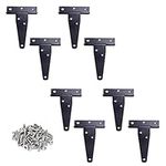 T-Strap Shutter Hinge Shed Barn Straps Gate Door Black Hinges, 8 Pack 3 Inch Light Duty T Strap Shed Door Hinges Wrought Hardware Iron