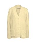 High Street Fashion ® New Womens Ladies Matching Button Long Sleeve Pocket Top Knitted Cardigan Ideal for Casual and Formal wear Size UK-14 16 18 20 22-24 26-28 Cream