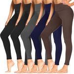 5 Pack High Waisted Leggings for Women, Soft Tummy Control Black Yoga Pants for Workout Reg & Plus Size, A-black*2+grey+navy+coffee, XX-Large