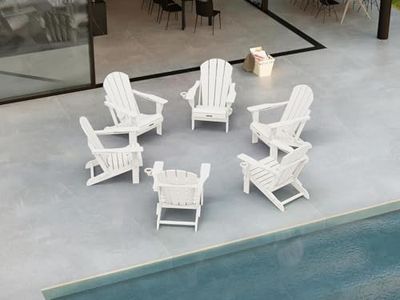 Ciokea Folding Adirondack Chairs Set of 6 HDPE All-Weather, White