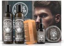 Viking Revolution - Beard Conditioner Kit - Beard Grooming Kit for Men - Softens, Smoothes & Soothes - with Beard Wash & Conditioner, Beard Oil, Beard Balm and Beard Comb