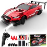 LFOLUSU Remote Control Car RC Drift Car 1:16 Scale 4WD RC Car with LED Lights 2.4GHz 30km/h RTR High Speed Racing Sport Toy Car for Adults Boys Girls Kids Gift 2Pcs Rechargeable Battery