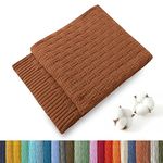 TREELY 100% Cotton Knitted Throw Blanket Couch Cover Blanket(50 x 60 Inches, Brown)